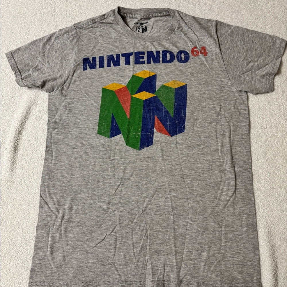 Nintendo Classic gaming Gray T-Shirt with Colorful Logo